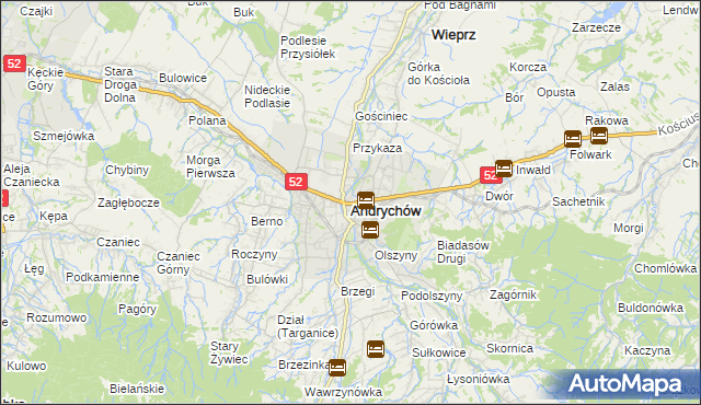 mapa Andrychów, Andrychów na mapie Targeo