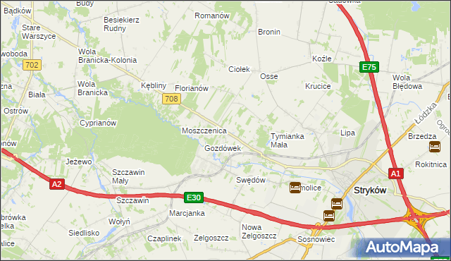 mapa Anielin Swędowski, Anielin Swędowski na mapie Targeo