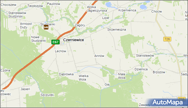 mapa Annów gmina Czerniewice, Annów gmina Czerniewice na mapie Targeo