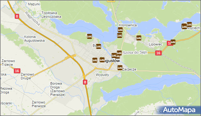 mapa Augustów, Augustów na mapie Targeo