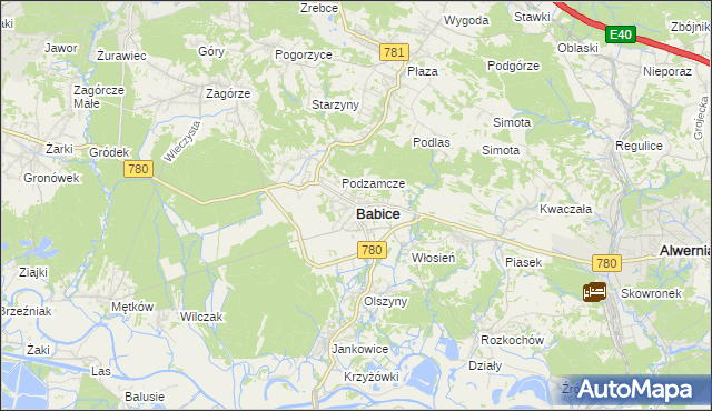 mapa Babice powiat chrzanowski, Babice powiat chrzanowski na mapie Targeo