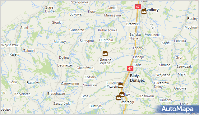 mapa Bańska Wyżna, Bańska Wyżna na mapie Targeo