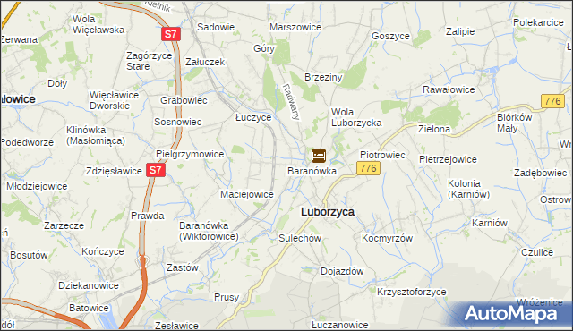 mapa Baranówka gmina Kocmyrzów-Luborzyca, Baranówka gmina Kocmyrzów-Luborzyca na mapie Targeo