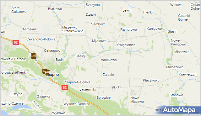 mapa Barcikowo gmina Słupno, Barcikowo gmina Słupno na mapie Targeo