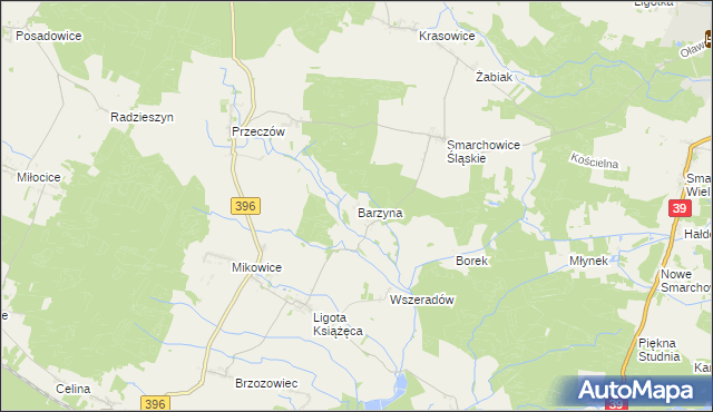 mapa Barzyna gmina Namysłów, Barzyna gmina Namysłów na mapie Targeo