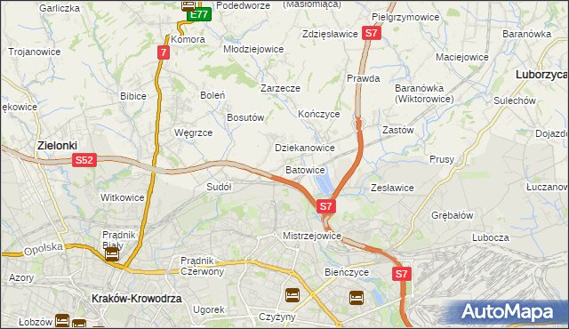 mapa Batowice, Batowice na mapie Targeo