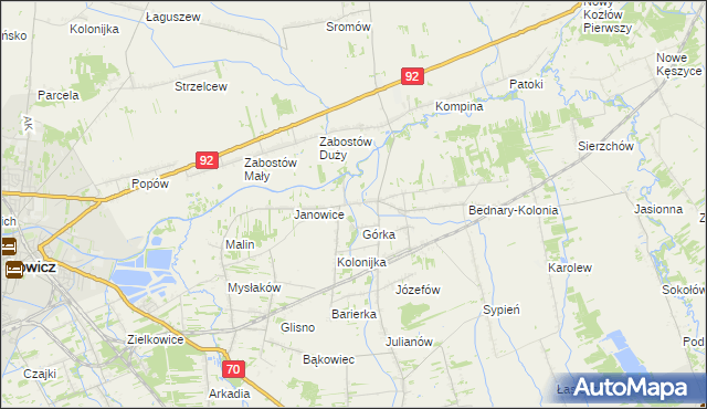 mapa Bednary gmina Nieborów, Bednary gmina Nieborów na mapie Targeo