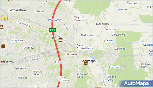 mapa Bedoń Przykościelny, Bedoń Przykościelny na mapie Targeo