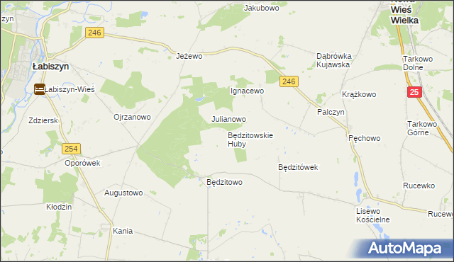 mapa Będzitowskie Huby, Będzitowskie Huby na mapie Targeo