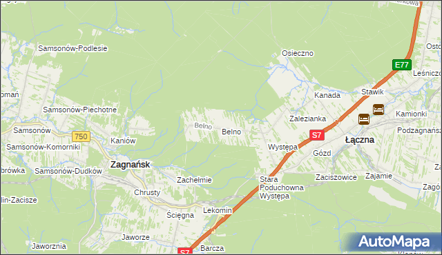 mapa Belno gmina Zagnańsk, Belno gmina Zagnańsk na mapie Targeo