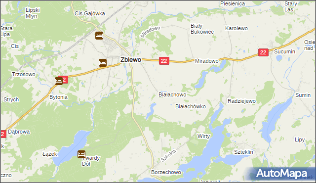 mapa Białachowo, Białachowo na mapie Targeo