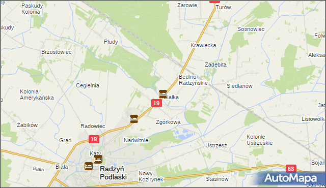 mapa Białka gmina Radzyń Podlaski, Białka gmina Radzyń Podlaski na mapie Targeo