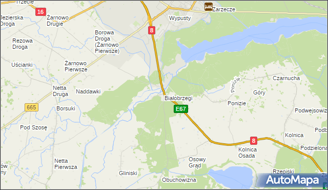mapa Białobrzegi gmina Augustów, Białobrzegi gmina Augustów na mapie Targeo