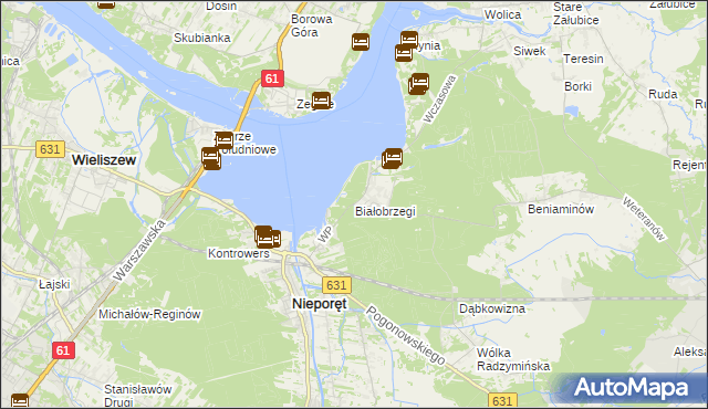 mapa Białobrzegi gmina Nieporęt, Białobrzegi gmina Nieporęt na mapie Targeo