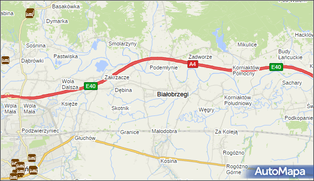 mapa Białobrzegi powiat łańcucki, Białobrzegi powiat łańcucki na mapie Targeo