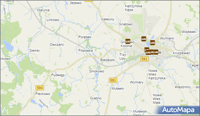 mapa Biedaszki gmina Kętrzyn, Biedaszki gmina Kętrzyn na mapie Targeo