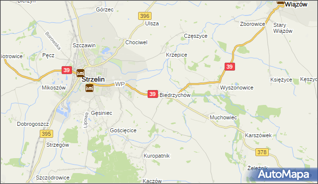 mapa Biedrzychów gmina Strzelin, Biedrzychów gmina Strzelin na mapie Targeo