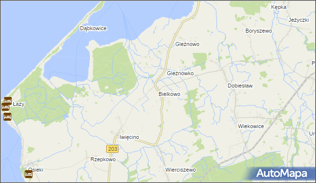 mapa Bielkowo gmina Sianów, Bielkowo gmina Sianów na mapie Targeo