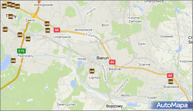 mapa Bieruń, Bieruń na mapie Targeo