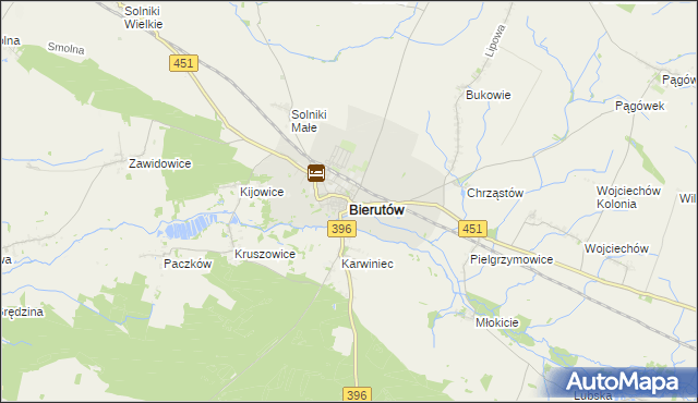 mapa Bierutów, Bierutów na mapie Targeo