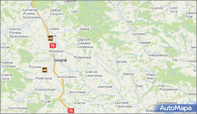 mapa Biesiadki gmina Gnojnik, Biesiadki gmina Gnojnik na mapie Targeo