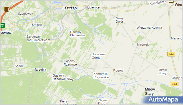 mapa Bieszków Górny, Bieszków Górny na mapie Targeo