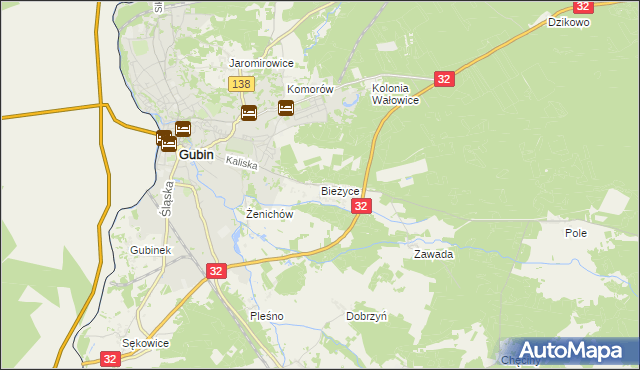 mapa Bieżyce, Bieżyce na mapie Targeo