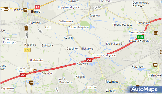 mapa Biskupice gmina Brwinów, Biskupice gmina Brwinów na mapie Targeo
