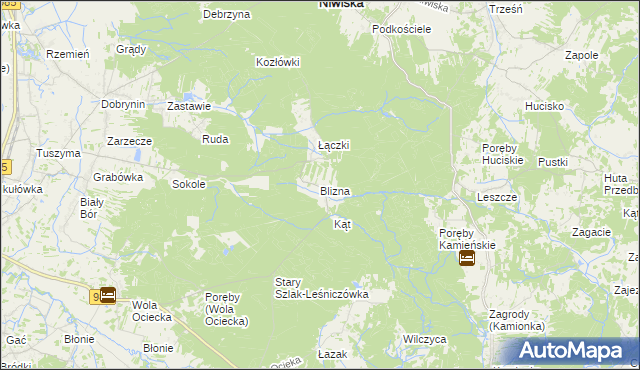 mapa Blizna gmina Ostrów, Blizna gmina Ostrów na mapie Targeo