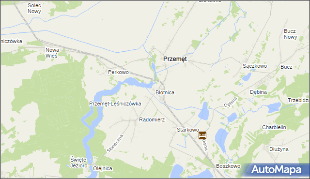 mapa Błotnica gmina Przemęt, Błotnica gmina Przemęt na mapie Targeo
