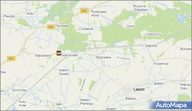 mapa Bobrówka gmina Laszki, Bobrówka gmina Laszki na mapie Targeo