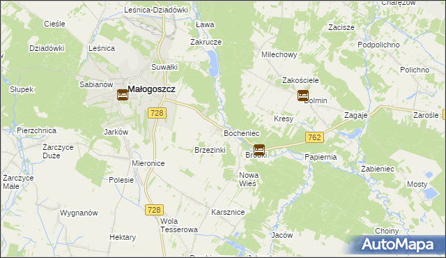 mapa Bocheniec gmina Małogoszcz, Bocheniec gmina Małogoszcz na mapie Targeo