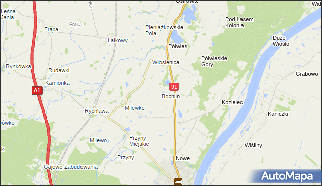 mapa Bochlin gmina Nowe, Bochlin gmina Nowe na mapie Targeo