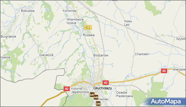 mapa Bodzanów gmina Głuchołazy, Bodzanów gmina Głuchołazy na mapie Targeo