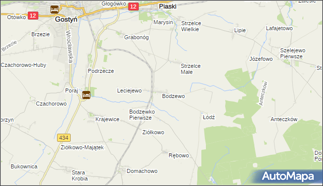 mapa Bodzewo, Bodzewo na mapie Targeo