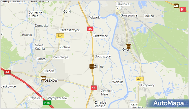 mapa Boguszyce gmina Prószków, Boguszyce gmina Prószków na mapie Targeo