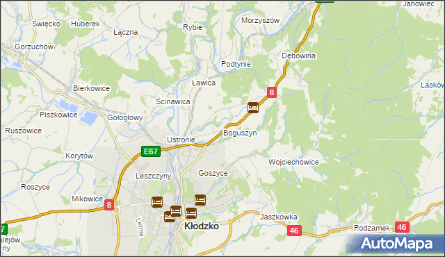 mapa Boguszyn gmina Kłodzko, Boguszyn gmina Kłodzko na mapie Targeo