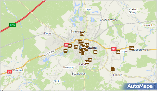 mapa Bolesławca, Bolesławiec na mapie Targeo