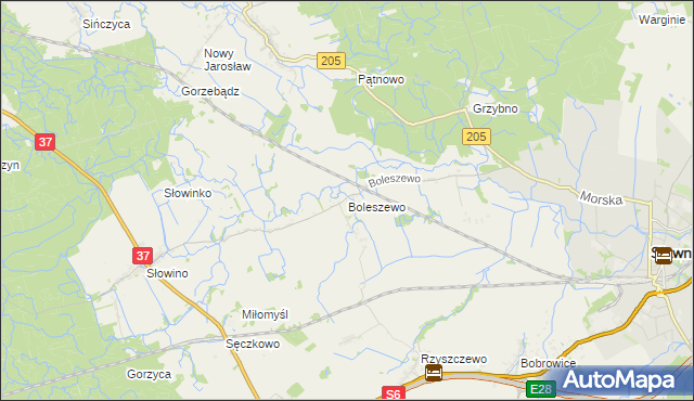 mapa Boleszewo, Boleszewo na mapie Targeo