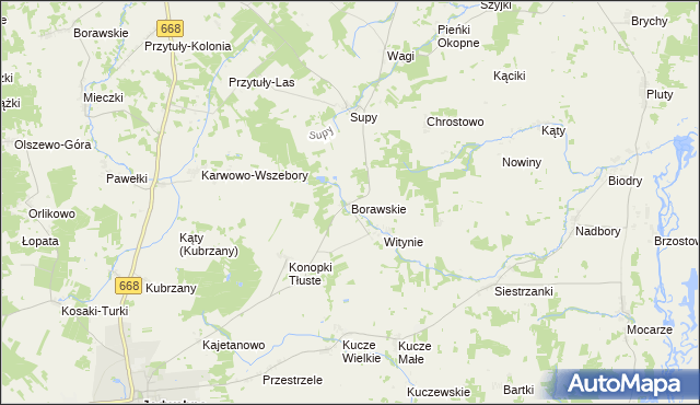 mapa Borawskie gmina Jedwabne, Borawskie gmina Jedwabne na mapie Targeo