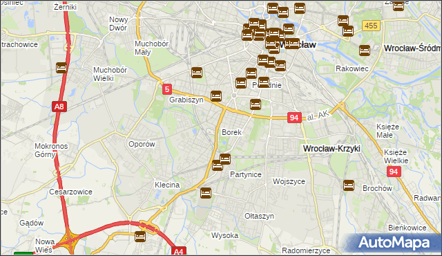 mapa Borek gmina Wrocław, Borek gmina Wrocław na mapie Targeo