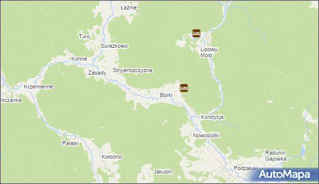 mapa Borki gmina Gródek, Borki gmina Gródek na mapie Targeo