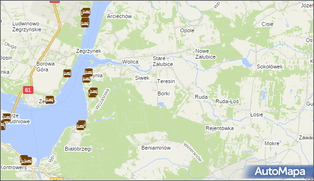 mapa Borki gmina Radzymin, Borki gmina Radzymin na mapie Targeo