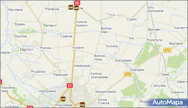 mapa Borków Nowy, Borków Nowy na mapie Targeo