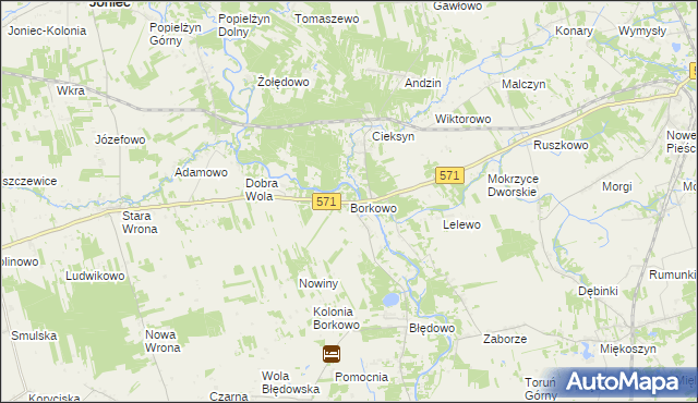 mapa Borkowo gmina Nasielsk, Borkowo gmina Nasielsk na mapie Targeo