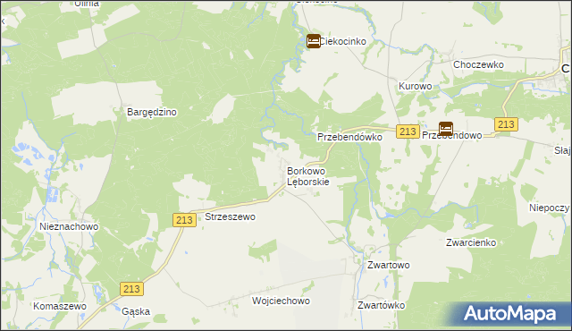 mapa Borkowo Lęborskie, Borkowo Lęborskie na mapie Targeo