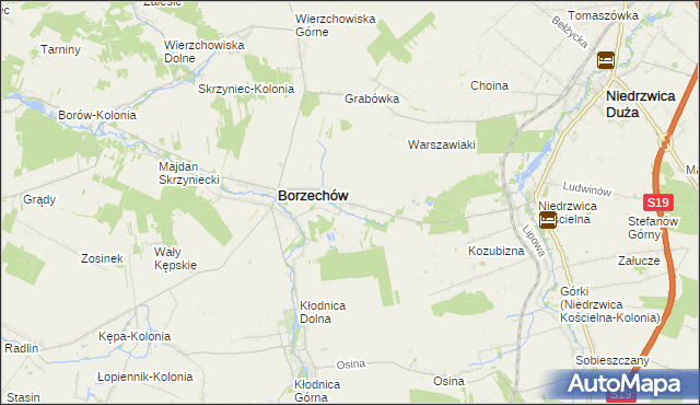 mapa Borzechów-Kolonia, Borzechów-Kolonia na mapie Targeo