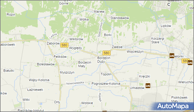 mapa Borzęcin Duży, Borzęcin Duży na mapie Targeo