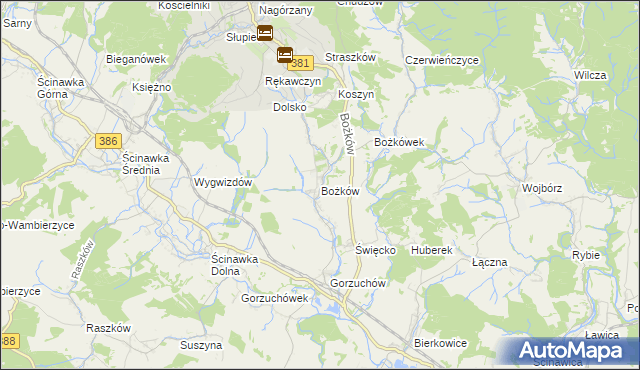 mapa Bożków, Bożków na mapie Targeo