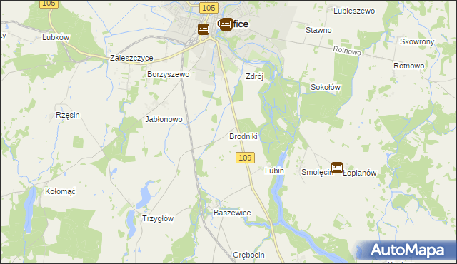 mapa Brodniki gmina Gryfice, Brodniki gmina Gryfice na mapie Targeo